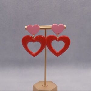 Handmade Polymer Clay Retro Heart Cutout Lightweight Earrings
